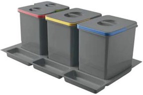 Hulladékgyűjtő GTV Multino 800, szelektív, utólag behelyezhető, 2*15+2*7 L edénnyel, fedéllel, tárolókkal