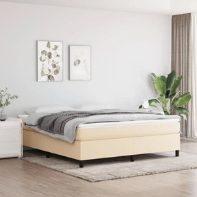 krémszínű szövet rugós ágy matraccal 160 x 200 cm