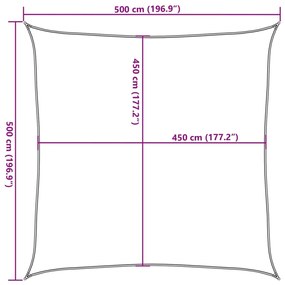 homokszínű négyzet alakú HDPE napvitorla 160 g/m² 5x5 m