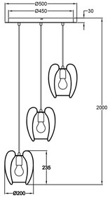 Fabas Luce 3677-47-101 - Csillár zsinóron CAMP 3xE27/40W/230V fekete
