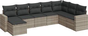 vidaXL 8 részes világosszürke polyrattan kerti ülőgarnitúra párnával
