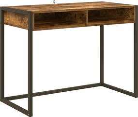 vidaXL Asztal tárolóval Füstös tölgy 100 x 50 x 75 cm Faanyag