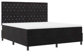 Boxspring Ágy Mattal Fekete Szuper King Bársony