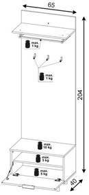 Előszobafal KLEO barna/fehér