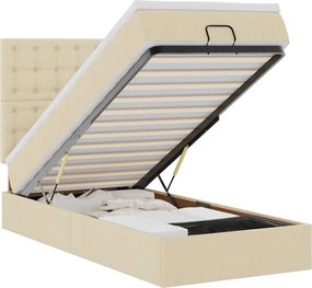 vidaXL krémszínű szövet ottomán ágy matraccal & LED-ek 90x200 cm