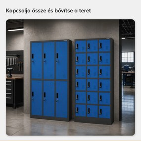 Antracit-kék rekeszes munkavállalói szekrény: KAROL, 900 x 1850 x 400 mm
