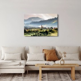 Kép - falu a ködben (90x60 cm)