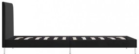 fekete szövetkárpitozású ágykeret 90 x 200 cm