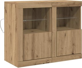 vidaXL LED tálaló 2 pcs Artisan tölgy 41 x 37 x 67 cm Faanyag