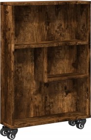 vidaXL füstös tölgy színű szerelt fa keskeny tárolókocsi 48x13x68 cm