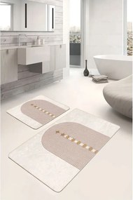 Bézs bársony fürdőszobai kilépő szett 2 db-os 60x100 cm – Mila Home