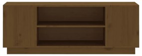mézbarna tömör fenyőfa TV-szekrény 110 x 35 x 40,5 cm
