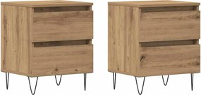 vidaXL Éjjeliszekrény 2 pcs kézműves tölgy 40 x 35 x 50 cm Faanyag