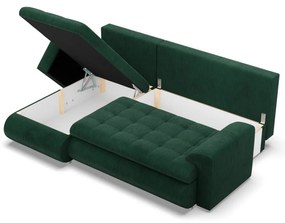 Tokio sarokkanapé, 2 ágyneműtartóval, kordbársony, baloldali, zöld