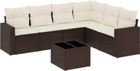vidaXL 7 részes barna polyrattan kerti ülőgarnitúra párnákkal