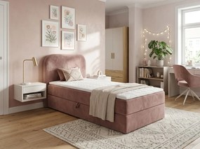 Kárpitozott boxspring ágy FORENA 90x200 cm ódon rózsaszínű Matrac: Bonell rugós matrac