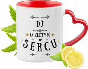 Piros bögre szív alakú füllel DJ-nek Ajándék