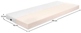 Habszivacs matrac 195x90 cm Viento (T3). 1119631