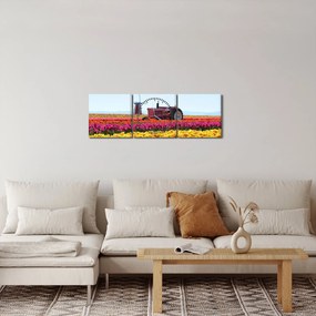 Tulipánfarm képe (órával) (90x30 cm)