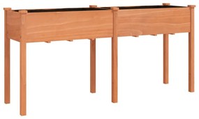 barna tömör fenyőfa kerti ültetőláda béléssel 161x45x76 cm