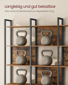 VASAGLE könyvespolc, állópolc 6 nyitott polcszinttel 24x128x187,1 cm, vintage barna–tintafekete