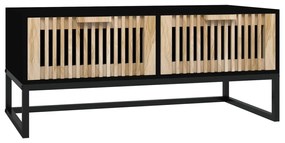 Fekete szerelt fa és vas dohányzóasztal 80 x 40 x 35 cm