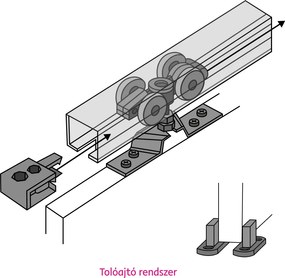Tolóajtó, fehér/fehér/ezüst, SALDOR 90 Y