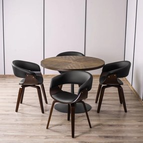 Elegáns Étkezőszék Dió/Fekete Eco-bőr Kárpittal. GARY