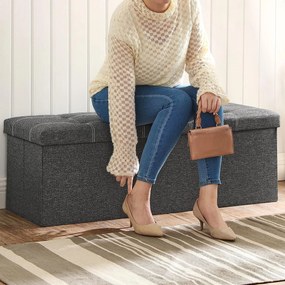 Puff, tároló pad összecsukható ülés ottomán 110x38x38 cm, sötétszürke