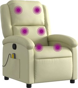 vidaXL krémszínű valódi bőr dönthető masszázsfotel
