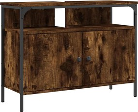 vidaXL füstölt tölgy szerelt fa fürdőszobai mosdószekrény 80x30x60 cm