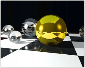 Poszterek 50x40 Sárga gömb a sakktáblán