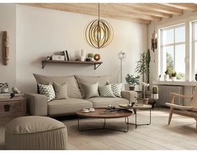 Fa függeszték zsinóron, 1xE27/60W/230V, átmérő 50 cm, tömör/furnér/kaucsukfa