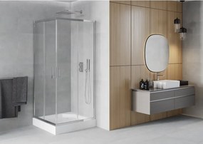 Mexen Rio 90 x 90 cm-es, négyzet alakú zuhanykabin, átlátszó, króm + zuhanytálca, fehér - 860-090-090-01-00-4510