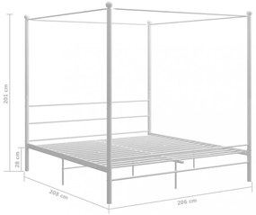 fehér fém baldachinos ágykeret 200 x 200 cm