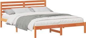 vidaXL Ágykeret fejtámlával Faggyú barna 160 x 210 cm Tömör fenyőfa