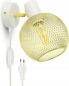 Fali Lámpa Arany Globe Fehér 488-KWP E27 kapcsolóval és dugóval