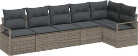 vidaXL Kerti Kanapé Szett párnával tárolóval 6 pcs Szürke polirattan