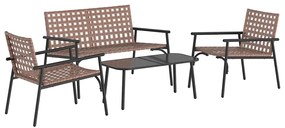 vidaXL Kert étkező szett 4 pcs Barna polirattan