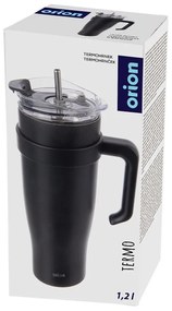 Fekete termobögre szívószállal 1,2 l Termo – Orion