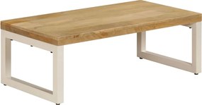 vidaXL tömör mangófa és acél dohányzóasztal 100 x 50 x 35 cm