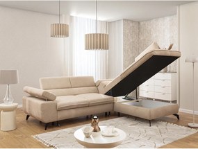 Bézs zsenília sarokkanapé (jobb oldali-L alakú) Marbeya – Ropez