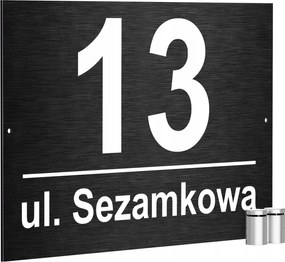Házszám Címtábla Házszámmal Fekete Csiszolt 2 Távtartók