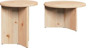 vidaXL Dohányzóasztal 2 pcs Természetes Tömör fenyőfa