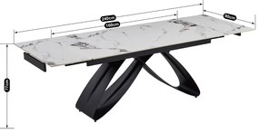 Fehér Márványhatású Bővíthető Kerámia Asztal. LUIGI 160-240 cm