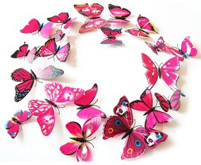 Vidám Fal |  Színes 3D Pillangók Rózsaszín
