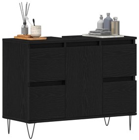 Fürdőszoba Mosdókagyló Szekrény Fekete Tölgy 80x33x60 cm Műanyag