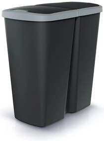 Szemeteskuka DUO fekete, 45 l, szürke / fekete