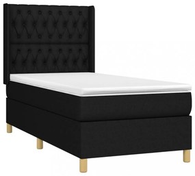 fekete szövet rugós és LED-es ágy matraccal 90x200 cm
