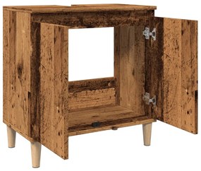 antik fa színű szerelt fa mosdószekrény 58x33x60 cm
